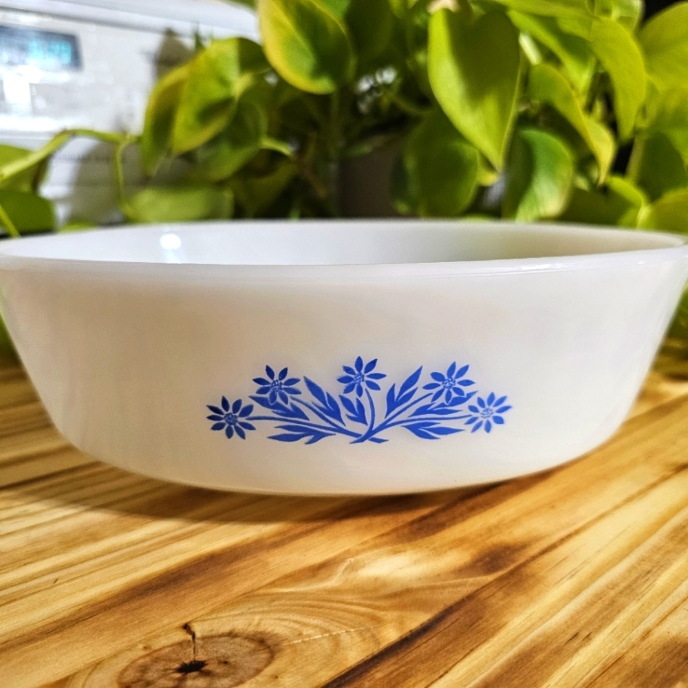 Vintage Fire King "Blue Cornflower" design casserole dish